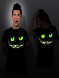 Black Noctilucent Print Dark Devil Cheshire Cat Night Light Short Sleeve Men039s Women039s Novelty Funny Luminous T Shirt Su2343044