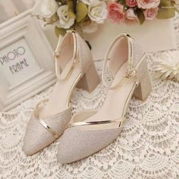 Sandals Women's Summer High Heel 2024 Style Classics Anti-Slip Sexy Casual Sequins Women Party Shoes Gold Silver Wedding Footwear
