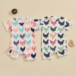 Jumpsuits Baby Romper Jumpsuits Chicken Print Crew Neck Short Sleeve Playsuits 2024 Summer Newborn Infant Clothes for Girls Boys Y2405200CU5