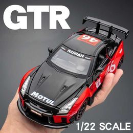 Diecast Model Cars 1 22 Nissan GTR Modified Car Alloy Model Car Diecast Metal Toy Car Sound Light Children Boys Toys Vehicle Collection Gifts Y240520XNAZ