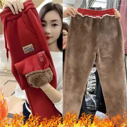 Women's Pants Winter Big Size 4xl Lambwool Sweatpants Womens Casual Warm Haren Thick Plush Velvet Snow Wear Jogger Baggy 90cm Pantalones