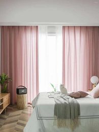 Curtain Light Luxury And Simple Solid Colour Light-transmitting Impermeable Living Room Gauze 1PC