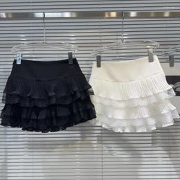 Skirts PREPOMP 2024 Summer Arrival Lace Ruched Ruffles Short Mini Pleated Skirt Women GR040