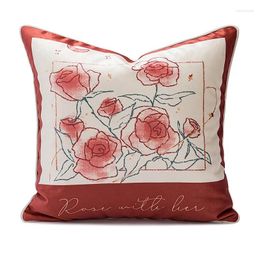 Pillow Romantic Rose Print Case Nordic 2024 Pillowcase For Living Room Sofa 45x45cm Year Velvet Cover