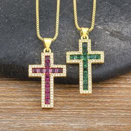 Pendant Necklaces Nidin Multicolors Cross Zircon Necklace For Women Accessories Fashion Long Chain Exquisite Aesthetic Holiday Party Gifts