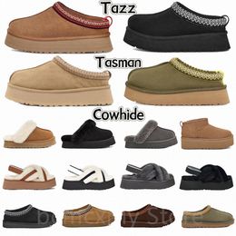 Designer Sandalen Frauen Tazz Slipper Pantoffeln Tasman Flusen Ja Schlitten Kastanien Senf Samen Sand Schwarz Gans Pelz Fluffy flacher Winter Warmc0zw#