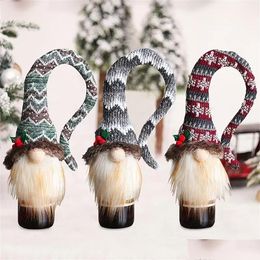 Christmas Decorations Ups New Handmade Gnomes Wine Bottle Er Party Dinner Table Decor Creative Beard Doll Faceless Drop Delivery Home Dh24R