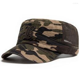 Berets Camouflage Cap Summer Men Fashion Embroidery Mesh Flat Hat Cotton Visor Trucker Hats Outdoor Male Baseball Caps Women