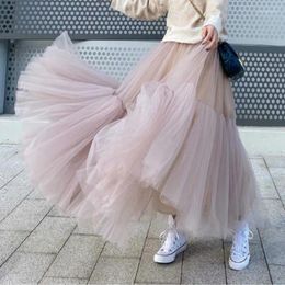 Skirts Women's Long A Line Tulle Tutu A-Line Elastic High Waist Layered Tiered Skirt Petticoat Women