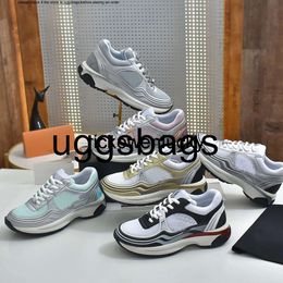 Chanells shoe channel shoes 3541 Womens 2024 Metallic Silver Gold Sneaker Shoes 23C Leather Sport Runner Lace Up Sneakers Kicks Trainers Casual Summer Mesh Round Toe