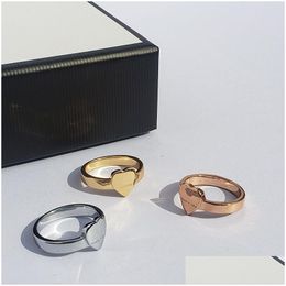 Band Rings New Love Heart Designer Design Titanium Ring Classic Jewellery Men And Women Couple Modern Style For Girl Gifts Drop Delivery Ots24