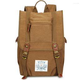 Backpack Brand Canvas Men Large Capacity Vintage Daypack School Bags For Teenagers Laptop 15.6 " Rucksack Male -Coffee