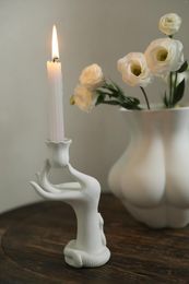 Candle Holders Finger Ceramic Holder Vase Flower Arrangement Burning Display For Home Decorations