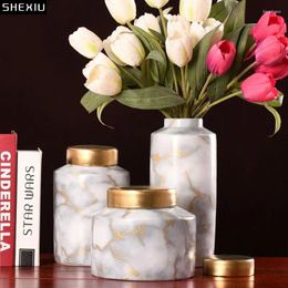 Storage Bottles Gilded Marble Texture Jars And Lids Tea Canister Coffee Candy Pots Desk Decoration Jewellery Jar Cosmetic Containers