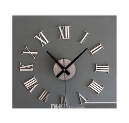 Vintage Wood Texture 3d Roman Numeral Clockhome Decoration Wall Watchwood Sticker Home Decor jllHYk soif1049545