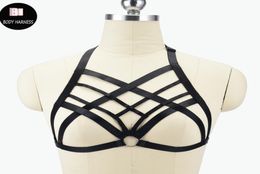 Goth Lady Bra Black Harness Cage Bra Lingerie Sexy Bondage Body Elastic Lingerie Garter Belt Body Harness6009428