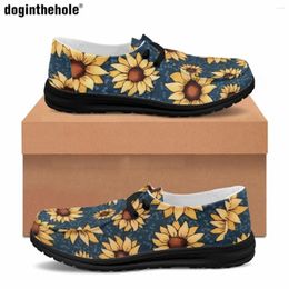 Casual Shoes Doginthehole Summer Flat Slip On Dude Sunflower Design Men Loafers Exquisite Gentleman Business