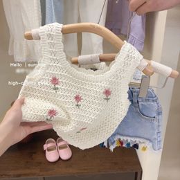 Summer Baby Girl Outfit Set Born Baby Girl Clothes 2 Pcs Vest Pant Fashion Print Kids Denim Shorts Korea Style 240510