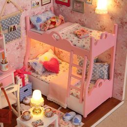 Baby Mini Miniature Doll DIY Small House Kit Production Room Princess Toys, Home Bedroom Decoration with Furniture W 146f0