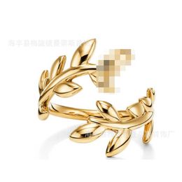 Designer Fashion Brand 925 Sterling Silver Heart Shaped Leaf Knot Drip Glue Ring with Gold Plated Diamond Tee Home Jewellery NDTR