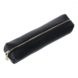 Cosmetic Bags 20.5 5 4cm PU Pencil Case Leather Makeup Bag Pen Slim Pouch For Daily Work