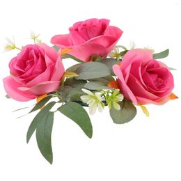 Candle Holders Candlestick Garland Artificial Flower Rings Wreaths Decorative Rose For Pillars Sticks Wedding Leaf
