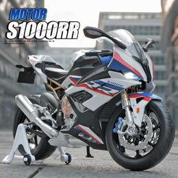 Diecast Model Cars 1 9 BMW S1000RR Large Size Alloy Die Cast Motorcycle Model Toy Vehicle Collection Carrying Sound Light OffRoad Autocycle Toy Car Y240520BEZF