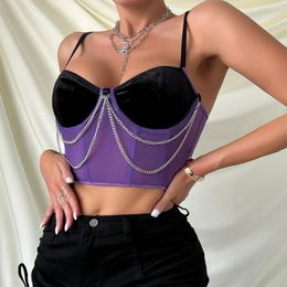 Women's Tanks Vintage Halter Bustier Tube Top Womens Y2k Crop Corset Tops Lingerie Backless Sexy Slim Tank Chain Vest Streetwear Camis