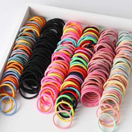 Hair Accessories 100 pieces of candy Coloured headbands rubber bands elastic girl hair accessories ponytail brackets chewing gum head worn Korean childrens d240521