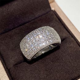 Designer Jewelry Width Micro Paved CZ Ring band Charm Hip Hop Full Iced Out Cubic Zircon Finger Rings for Men Women gift