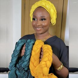 Ethnic Clothing Braids Turban Cap For Women Muslim Headscarf Bonnet Female Headwrap Hat Ready To Wear African Auto Gele Headtie Nigeria