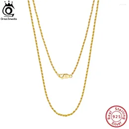 Pendants ORSA JEWELS Italian Handmade 1.2mm Diamond-Cut Rope Chain Necklace For Man Woman 18K Gold Over Sterling Silver Twist SC29