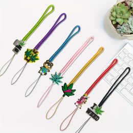 Jewelry Green Plants Cartoon Braided Phone Strap Cute Keychain Lanyard String Charm Charms Anti-Lost Chains For Girls Creative Penda Ottrn