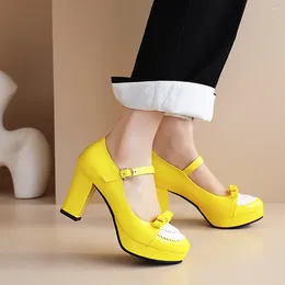 Dress Shoes LIHUAMAO Patent Leather Mary Jane Platform High Heel For Women Ankle Strap Bowtie Kont Party Dacning Wedding Pumps Cosplay