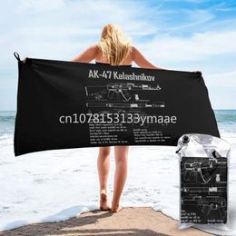 Towel Kalashnikov Blueprint Russia Soviet Union Quick Dry Surf For Gym Swimming Bath Beach Blanket