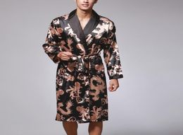 Men039s Silk Satin Bathrobe Robe Long Solid Silk Pyjamas Men Nightgown Sleepwear kimono homme Dressing Gowng29081682