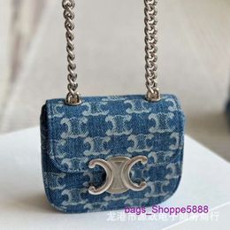 Factory Direct Sales of High-quality Bags Danning Denim Blue Niche Popular Dign Triumphal Arch Chain Mobile Phone Bag Single Shoulder Underarm J1Q0