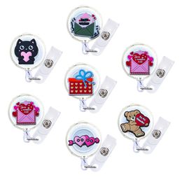 Dog Tag Id Card Valentines Day Three Cartoon Badge Reel Retractable Nurse Cute Holder With Alligator Clip For Students Doctors Christm Otvov