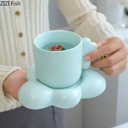 Mugs Creative Cloud Coffee Cup And Dish Set Lovely Ceramic Breakfast Milk Couple Afternoon Tea Mug Home Drinking