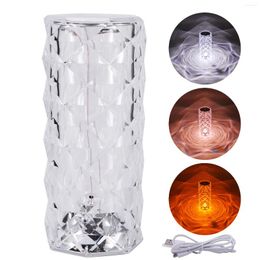 Table Lamps Crystal Lamp Living Room Diamond Design Romantic Cylindrical Night Light Colour Changing Bedroom Office Atmosphere Touch Control