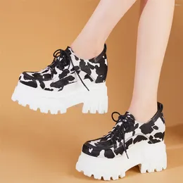 Boots Fashion Sneakers Women Lace Up Genuine Leather Wedges High Heels Ankle Female Round Toe Platform Pumps Shoes Casual