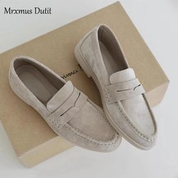 Casual Shoes Mrxmus Dutit 2024 Spring Women Fashion Genuine Leather Round Head Flats Comfort Loafer Solid Simple Commute Female