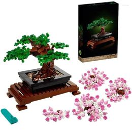 Party Favor Miniso 878PCS Bouquet Bonsai Tree Fit 10281 Flower Perpetual 3D Building Block Set Bricks Model Home Decoration Plant Potted Toy