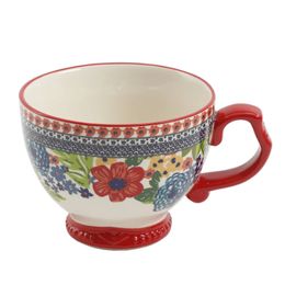 Dahlias Red Ceramic 4-Piece Mug Set 240520