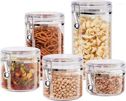 Storage Bottles Clear Canister Set With Clamp Lids Airtight Containers In Sizes Ideal For Kitchen & Pantry Of Bulk Dry Foods