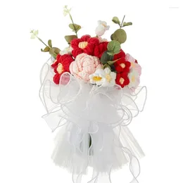 Decorative Flowers Unique And Warm Knitted Flower Display Bunch Realistic Beautiful Bouquet
