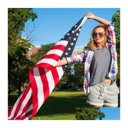 Banner Flags Festive 90X150Cm Embroidered Usa Flag Outdoor Stars Stripes Brass Grommets Banners 3X5 Feet American Decor Jj Drop Delive Dhrpn