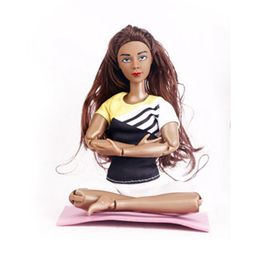 Doll Yoga Sports Doll 11.5 inch Jointed Black Skin Yoga Doll with Yoga Clothes DIY Kids Toys Fast Shipping Project Doll DIY Kids Girls Games Christmas Birthday Gift