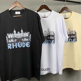 Rhude High end designer T shirts for High summer new fashion Castle printed short sleeve T-shirt for men and women With 1:1 original labels