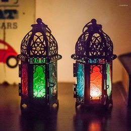 Candle Holders Moroccan Glass Iron Art Candlestick Classical Vintage Lanterns Table Bar Home Wedding Decor Holder Ornaments